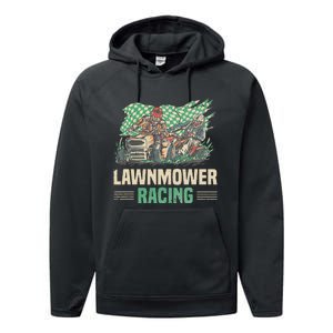 Cool Lawnmower Racing Slogan For Riding Mower Performance Fleece Hoodie