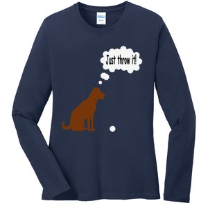 Chocolate Labrador Retriever Funny Lab Dog Ladies Long Sleeve Shirt