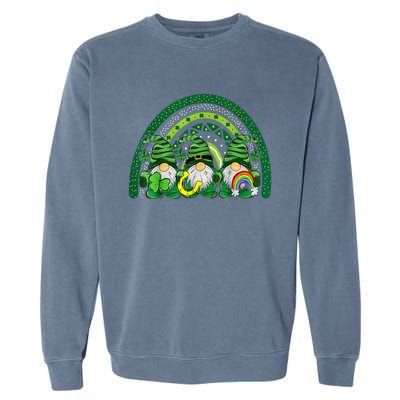 Cute Lucky Rainbow Gnome Happy St Patricks Day Family Outfit Garment-Dyed Sweatshirt