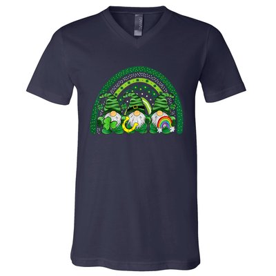 Cute Lucky Rainbow Gnome Happy St Patricks Day Family Outfit V-Neck T-Shirt