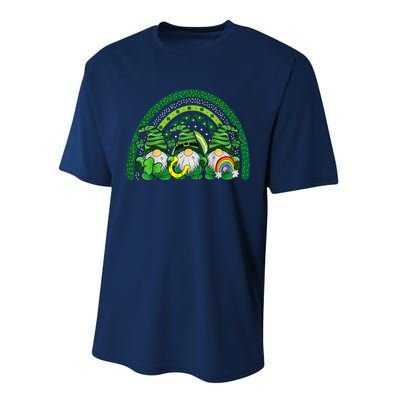 Cute Lucky Rainbow Gnome Happy St Patricks Day Family Outfit Performance Sprint T-Shirt