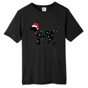 Christmas Labrador Retriever In Santa Hat Xmas Lights Meaningful Gift Tall Fusion ChromaSoft Performance T-Shirt