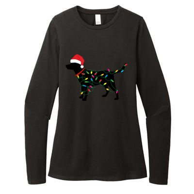 Christmas Labrador Retriever In Santa Hat Xmas Lights Meaningful Gift Womens CVC Long Sleeve Shirt