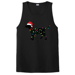 Christmas Labrador Retriever In Santa Hat Xmas Lights Meaningful Gift PosiCharge Competitor Tank