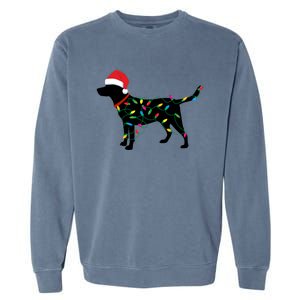 Christmas Labrador Retriever In Santa Hat Xmas Lights Meaningful Gift Garment-Dyed Sweatshirt