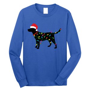 Christmas Labrador Retriever In Santa Hat Xmas Lights Meaningful Gift Long Sleeve Shirt