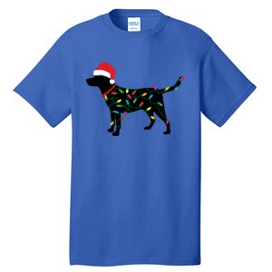 Christmas Labrador Retriever In Santa Hat Xmas Lights Meaningful Gift Tall T-Shirt