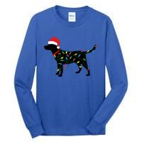 Christmas Labrador Retriever In Santa Hat Xmas Lights Meaningful Gift Tall Long Sleeve T-Shirt