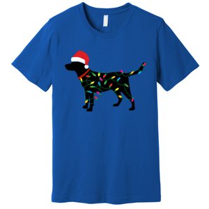 Christmas Labrador Retriever In Santa Hat Xmas Lights Meaningful Gift Premium T-Shirt