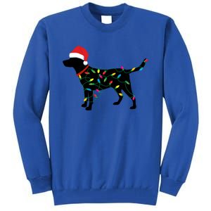 Christmas Labrador Retriever In Santa Hat Xmas Lights Meaningful Gift Tall Sweatshirt