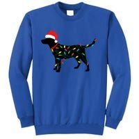 Christmas Labrador Retriever In Santa Hat Xmas Lights Meaningful Gift Tall Sweatshirt