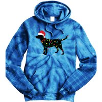 Christmas Labrador Retriever In Santa Hat Xmas Lights Meaningful Gift Tie Dye Hoodie