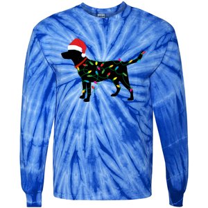 Christmas Labrador Retriever In Santa Hat Xmas Lights Meaningful Gift Tie-Dye Long Sleeve Shirt