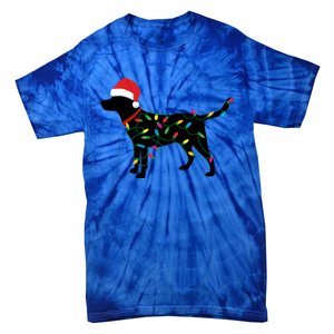 Christmas Labrador Retriever In Santa Hat Xmas Lights Meaningful Gift Tie-Dye T-Shirt