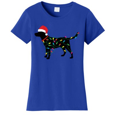 Christmas Labrador Retriever In Santa Hat Xmas Lights Meaningful Gift Women's T-Shirt