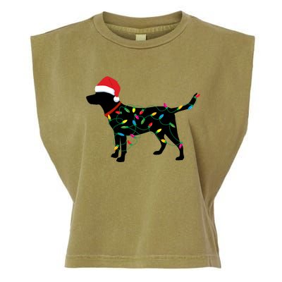 Christmas Labrador Retriever In Santa Hat Xmas Lights Meaningful Gift Garment-Dyed Women's Muscle Tee