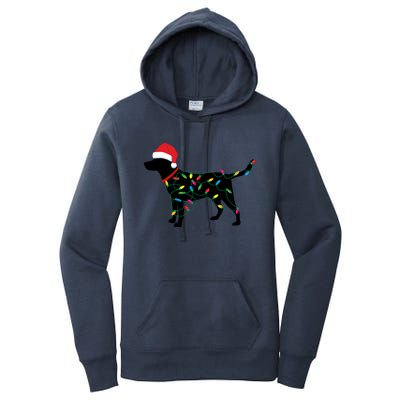 Christmas Labrador Retriever In Santa Hat Xmas Lights Meaningful Gift Women's Pullover Hoodie