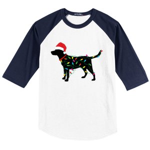 Christmas Labrador Retriever In Santa Hat Xmas Lights Meaningful Gift Baseball Sleeve Shirt