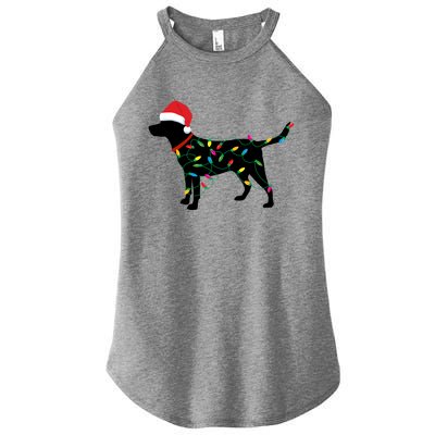 Christmas Labrador Retriever In Santa Hat Xmas Lights Meaningful Gift Women’s Perfect Tri Rocker Tank