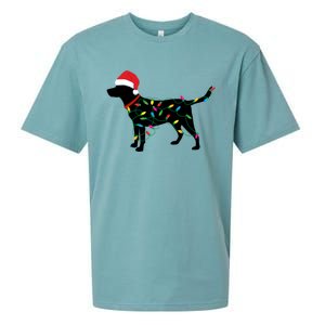 Christmas Labrador Retriever In Santa Hat Xmas Lights Meaningful Gift Sueded Cloud Jersey T-Shirt