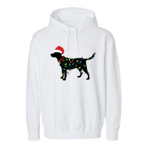 Christmas Labrador Retriever In Santa Hat Xmas Lights Meaningful Gift Garment-Dyed Fleece Hoodie