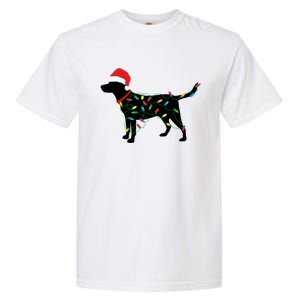 Christmas Labrador Retriever In Santa Hat Xmas Lights Meaningful Gift Garment-Dyed Heavyweight T-Shirt