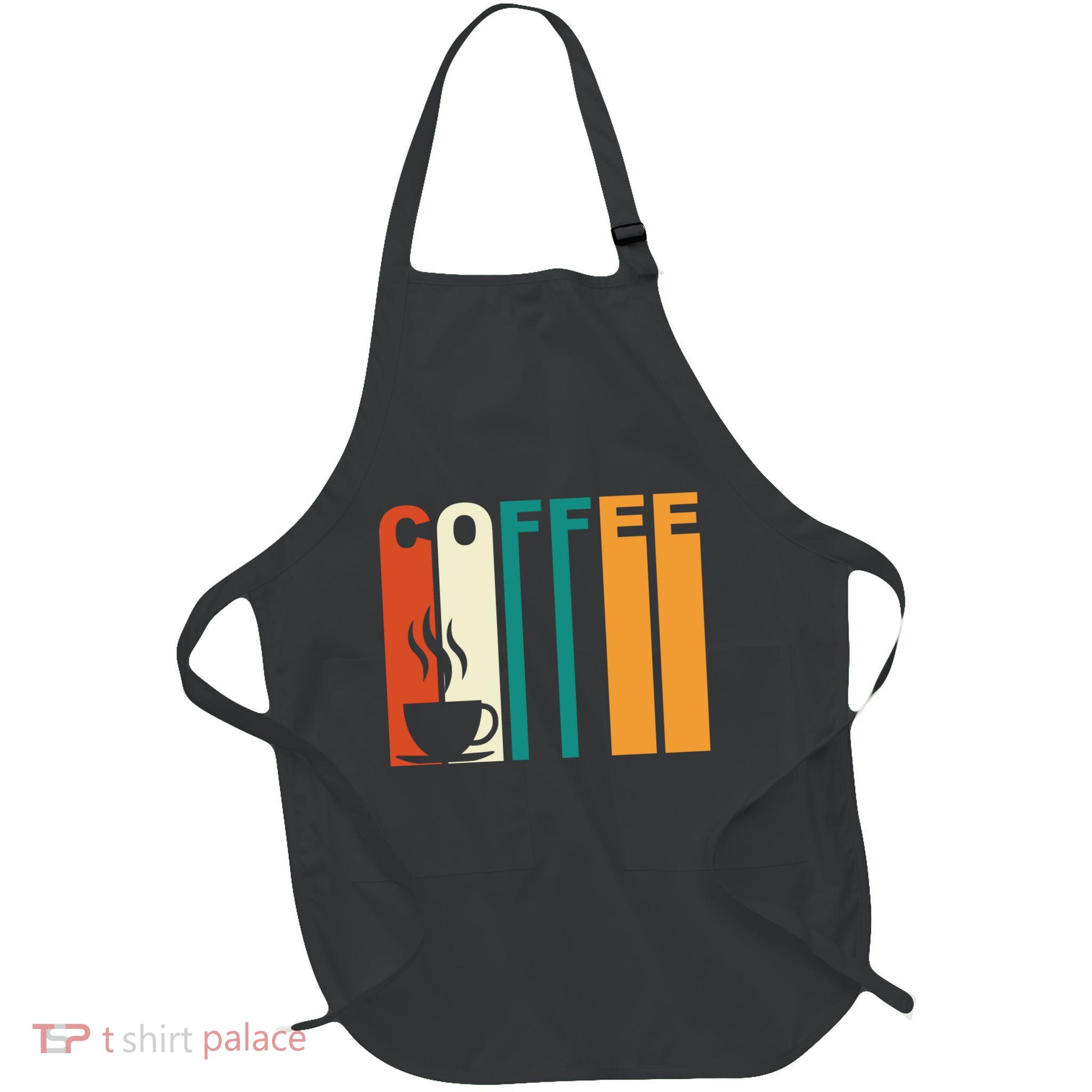 Coffee Lover Retro Full-Length Apron With Pockets