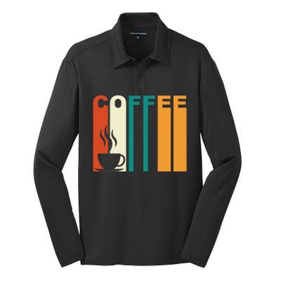 Coffee Lover Retro Silk Touch Performance Long Sleeve Polo