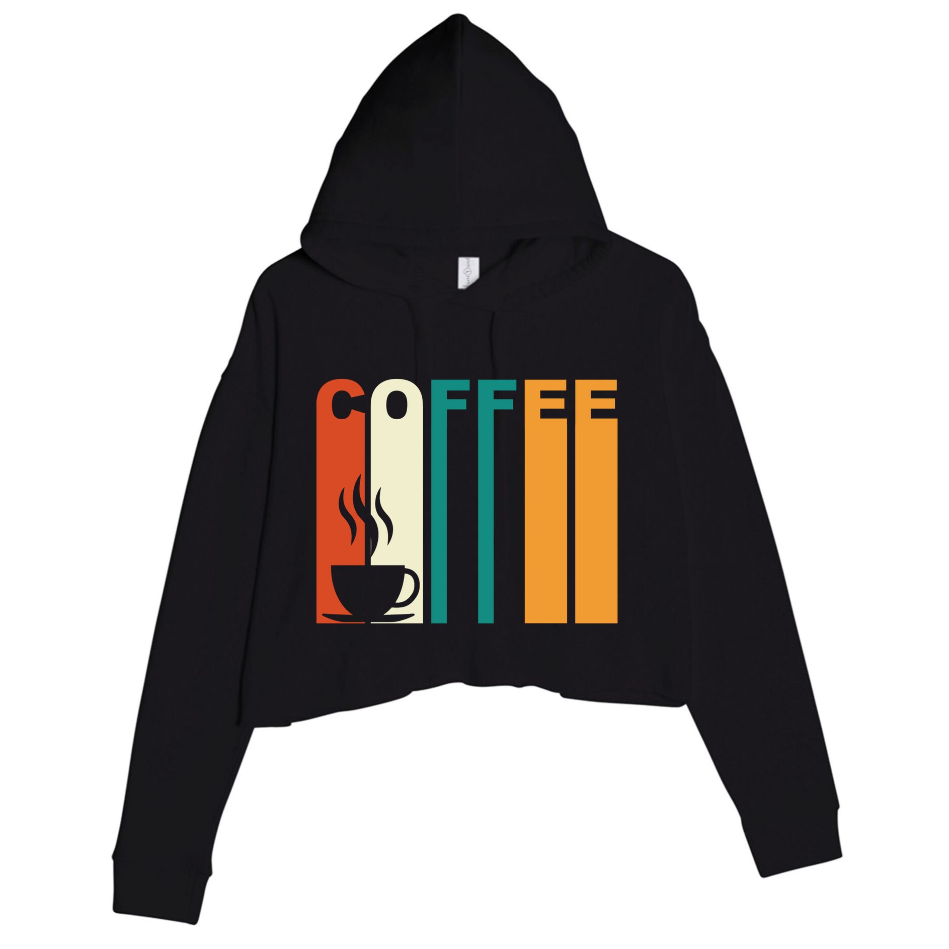 Coffee Lover Retro Crop Fleece Hoodie