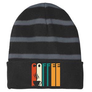 Coffee Lover Retro Striped Beanie with Solid Band