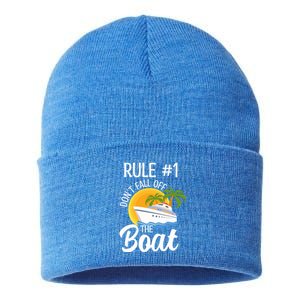 Cruise Lovers Rule 1 Dont Fall Off The Boat Family Cruise Gift Sustainable Knit Beanie