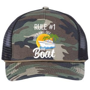 Cruise Lovers Rule 1 Dont Fall Off The Boat Family Cruise Gift Retro Rope Trucker Hat Cap