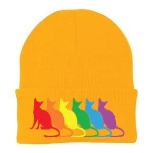 Cats Lgbtq Rainbow Pride Lesbian Lgbt Proud Cat Mom Dad Gift Knit Cap Winter Beanie