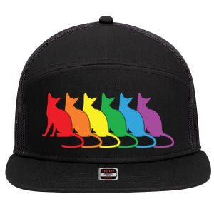 Cats Lgbtq Rainbow Pride Lesbian Lgbt Proud Cat Mom Dad Gift 7 Panel Mesh Trucker Snapback Hat