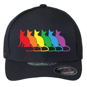 Cats Lgbtq Rainbow Pride Lesbian Lgbt Proud Cat Mom Dad Gift Flexfit Unipanel Trucker Cap