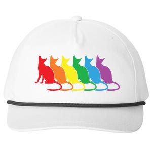 Cats Lgbtq Rainbow Pride Lesbian Lgbt Proud Cat Mom Dad Gift Snapback Five-Panel Rope Hat