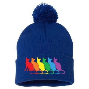 Cats Lgbtq Rainbow Pride Lesbian Lgbt Proud Cat Mom Dad Gift Pom Pom 12in Knit Beanie