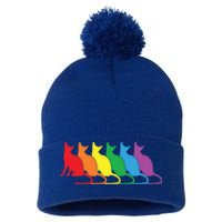 Cats Lgbtq Rainbow Pride Lesbian Lgbt Proud Cat Mom Dad Gift Pom Pom 12in Knit Beanie