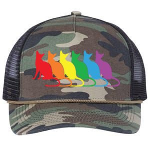 Cats Lgbtq Rainbow Pride Lesbian Lgbt Proud Cat Mom Dad Gift Retro Rope Trucker Hat Cap