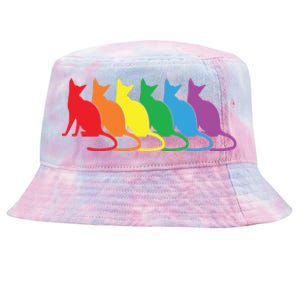 Cats Lgbtq Rainbow Pride Lesbian Lgbt Proud Cat Mom Dad Gift Tie-Dyed Bucket Hat