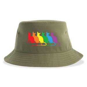 Cats Lgbtq Rainbow Pride Lesbian Lgbt Proud Cat Mom Dad Gift Sustainable Bucket Hat