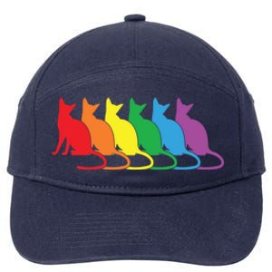 Cats Lgbtq Rainbow Pride Lesbian Lgbt Proud Cat Mom Dad Gift 7-Panel Snapback Hat