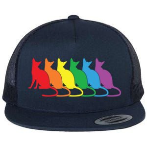 Cats Lgbtq Rainbow Pride Lesbian Lgbt Proud Cat Mom Dad Gift Flat Bill Trucker Hat