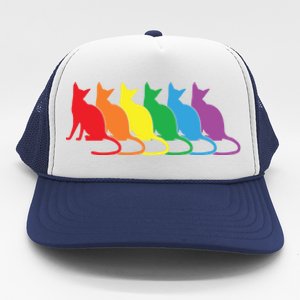 Cats Lgbtq Rainbow Pride Lesbian Lgbt Proud Cat Mom Dad Gift Trucker Hat