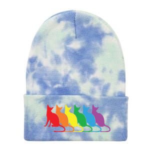 Cats Lgbtq Rainbow Pride Lesbian Lgbt Proud Cat Mom Dad Gift Tie Dye 12in Knit Beanie