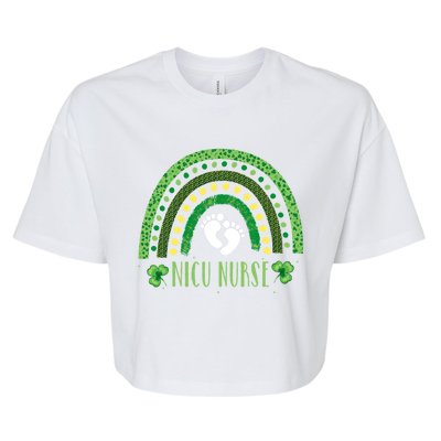 Cute Leopard Rainbow Nicu Nurse St Patricks Day Gift Bella+Canvas Jersey Crop Tee