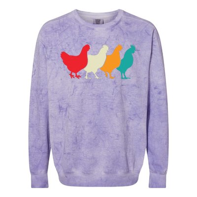 Chicken Lovers Retro Vintage Chicken Colorblast Crewneck Sweatshirt