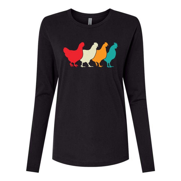 Chicken Lovers Retro Vintage Chicken Womens Cotton Relaxed Long Sleeve T-Shirt