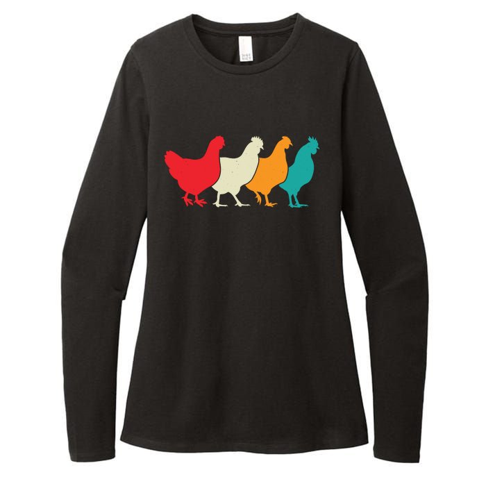 Chicken Lovers Retro Vintage Chicken Womens CVC Long Sleeve Shirt