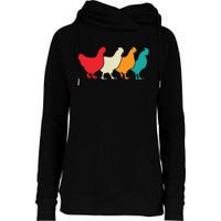 Chicken Lovers Retro Vintage Chicken Womens Funnel Neck Pullover Hood